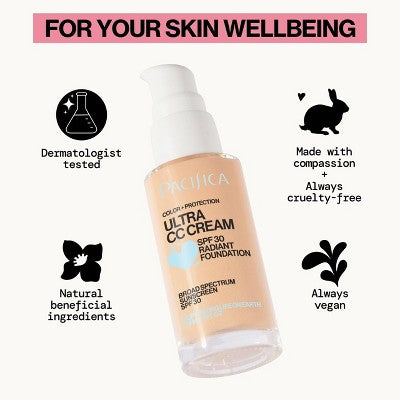 Pacifica Ultra CC Cream Radiant Foundation - Natural/Medium - 1 fl oz