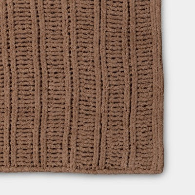 Chunky Chenille Rib Knit Throw Brown - Threshold