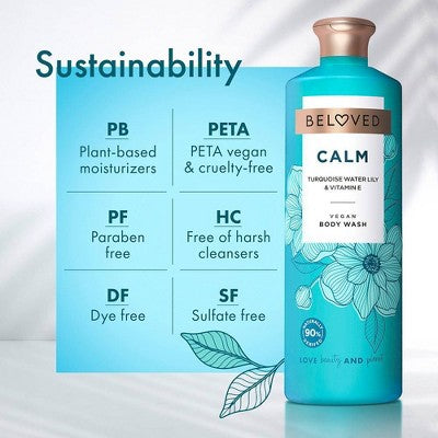 Beloved Calm Vegan Body Wash with Turquoise Water Lily & Vitamin E - 18 fl oz