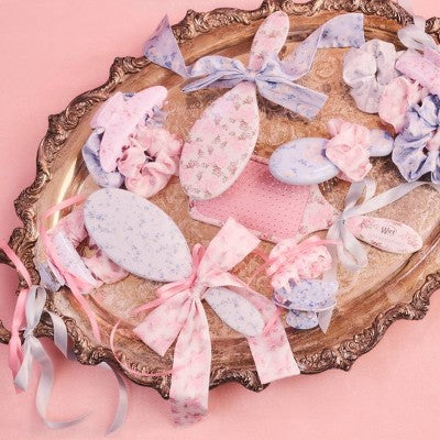 Goody x LoveShackFancy Large Satin Scrunchies - Rosa Beaux and English Ivy - 3ct - Pink