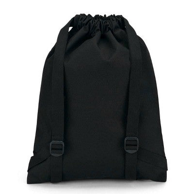 JanSport Drawstring Bag - Black: Lightweight Dobby Shell, Front Zip Pocket