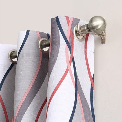 48"x63" No. 918 Semi-Sheer Intersect Ogee Wave Print Grommet Curtain Panel Nickel: Room Darkening Polyester Panel