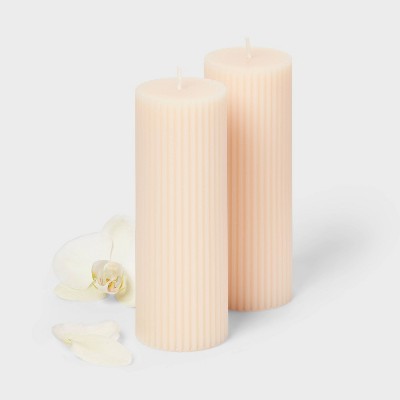 6"x2" 2pk Pillar Candle Set Vanilla Pumpkin - Threshold