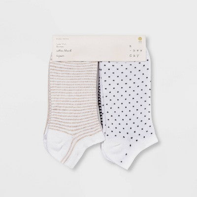 Women's Multipattern 6pk Low Cut Socks - A New Day White 4-10