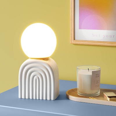 Mini Glass Orb Shade with Ceramic Base Novelty Table Lamp White - Room Essentials