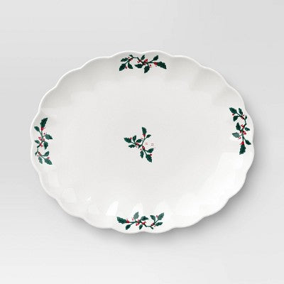 Medium Scallop Holly Berry Serving Platter - Threshold