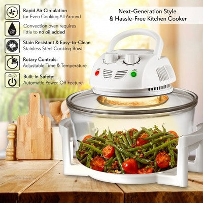 NutriChef Countertop Oven Air Fryer - Kitchen Convection Cooker for Healthy Food Cooking & Air-Frying with Adjustable Time & Temp (LOCAL PICKUP ONLY)