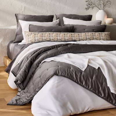 Lumbar Heavyweight Linen Blend Decorative Throw Pillow Grid Print - Casaluna (LOCAL PICKUP ONLY)