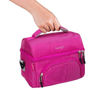 Bentgo Deluxe Lunch Bag, Durable & Insulated Bag, Internal Mesh Pocket & 2-Way Zippers - Purple