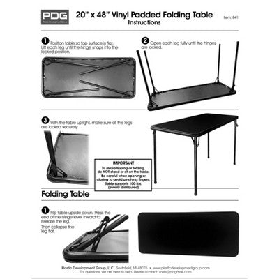 Peakform 20"x48" Folding Table Black (LOCAL PICKUP ONLY)