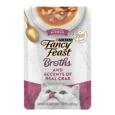 Fancy Feast Broths Lickable Seafood Bisque and Accents of Real Crab Wet Cat Food - 1.4oz810119070111