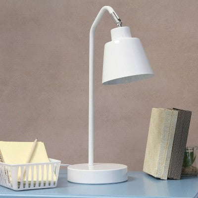 Simple Designs Sleek Essentials Adjustable Metal Desk Lamp White