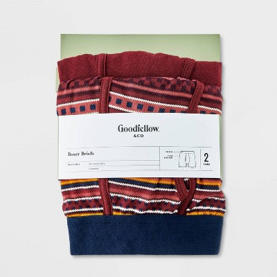 Men's Boxer Briefs 2pk - Goodfellow & Co Maroon XL