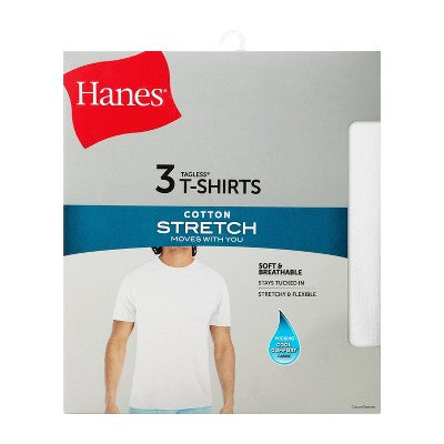 Hanes Men's Cotton Stretch Crewneck Shirt - White S