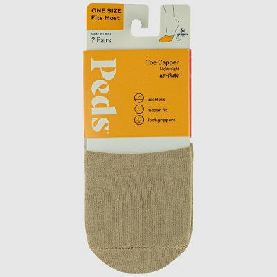Peds Women's Grippers Tactel Nylon 2pk Liner Mule Socks - Nude One Size Fits Most