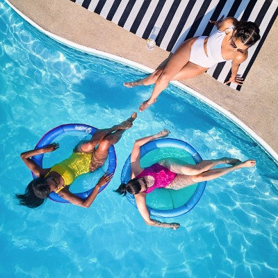 SwimWays Spring Float Papasan Inflatable Pool Lounger with Hyper-Flate Valve - Aqua: 1 Person Capacity