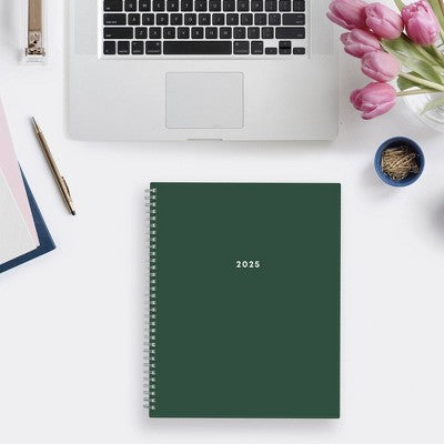BlueSky 2025 Weekly/Monthly Planner 11.18"x9.37" Wirebound Deep Forest Green Arrows: Adult Stationery, Tabs, Paper