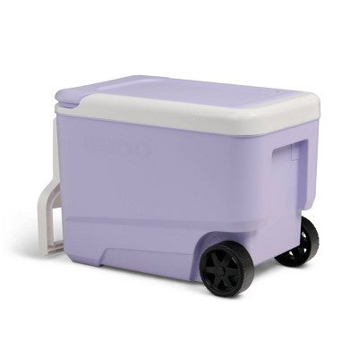 damage Igloo Wheelie 53 Cans/38qt Rolling Cooler - Lilac Breeze: Odor & Stain Resistant (LOCAL PICKUP ONLY)
