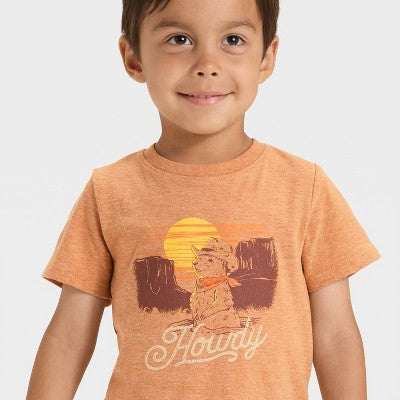 Toddler Boys' Howdy Graphic T-Shirt - Cat & Jack Brown 2T