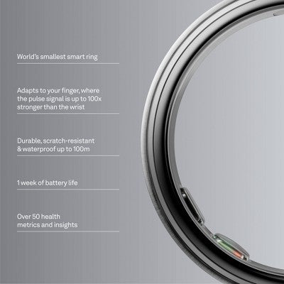 Oura Ring 5 Brushed Silver - Size 9