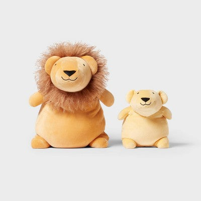 Lion and Baby Weighted Plush Kids' Throw Pillow Yellow - Pillowfort