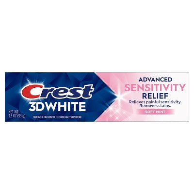 Crest 3D White Advanced Sensitivity Relief Fluoride Whitening Toothpaste - Mint - 3.3oz