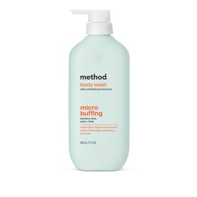 Method Micro Buffing Body Wash Tonic with Bamboo Dust, AHA and PHA - Lavender, Eucalyptus and Rose - 17 fl oz