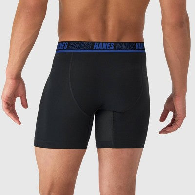 Hanes Moves Premium Men's Anti-Chafe X-Temp Boxer Briefs 2pk - Black L: Moisture Wicking, Breathable Mesh, 4-Way Stretch