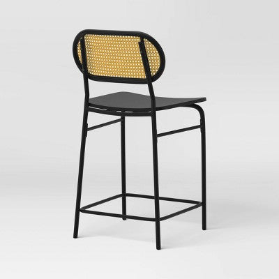 2pk 24" Woven Back Metal Counter Height Barstool Black - Room Essentials (LOCAL PICKUP ONLY)
