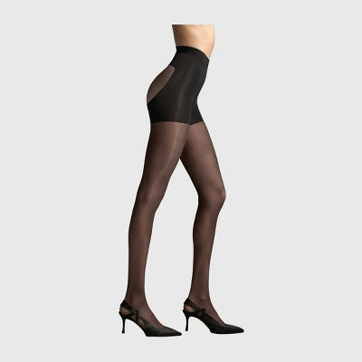 L'eggs Women's 20 Denier 360 Contour Sheer Tights - Black XXL: High Waisted, Built-in Slimming Layer, Knit