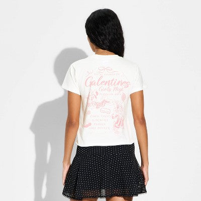 Women's Minnie & Daisy Galentines Short Sleeve Graphic T-Shirt - Cream L
