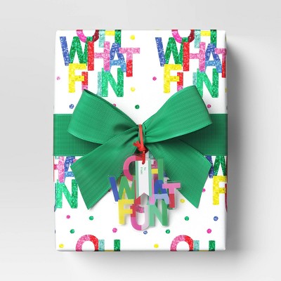 25 sq ft 'Oh What Fun' Christmas Gift Wrap White - Wondershop (LOCAL PICKUP ONLY)