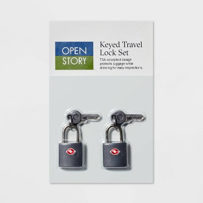 2pk Key Luggage Lock Gray - Open Story