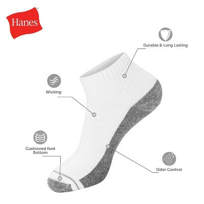 Hanes Premium Men's Xtemp Ultra Cushion 6pk Ankle Socks - Black 6-12: Breathable, Cushioned Sole, Reinforced Heel & Toe