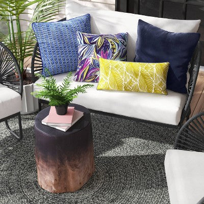 18"x18" Textural Lines Square Outdoor Throw Pillow Blue - Threshold