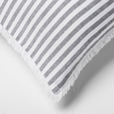 King Euro 26''x34'' Heavyweight Linen Blend Stripe Decorative Throw Pillow Dark Gray - Casaluna: Removable Cover, Indoor Use (LOCAL PICKUP ONLY)