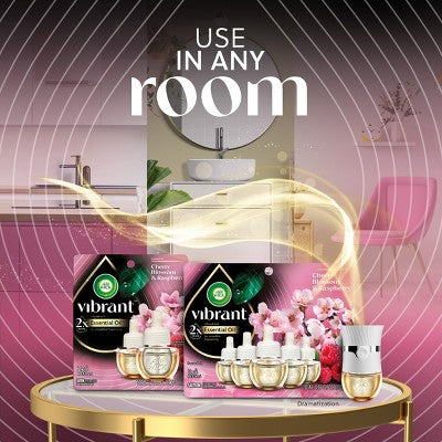 Air Wick Vibrant Scented Oil Air Freshener - Cherry Blossom & Raspberry - 3.38 fl oz/5ct