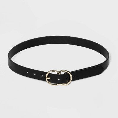 Women's Double Buckle Belt - A New Day Black XL