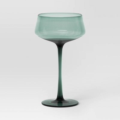 9.8oz Cocktail Coupe Glass Teal - Threshold: Lead-Free Martini Drinkware, Dishwasher-Safe, Recycled Content