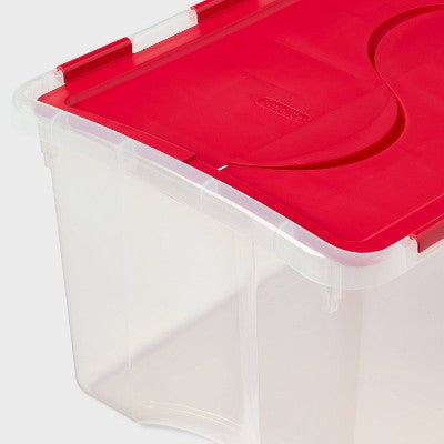 48qt Flip Lid Ornament Box - Brightroom: Clear Plastic Utility Storage Tote, Portable & Lidded, 48 Volume Capacity