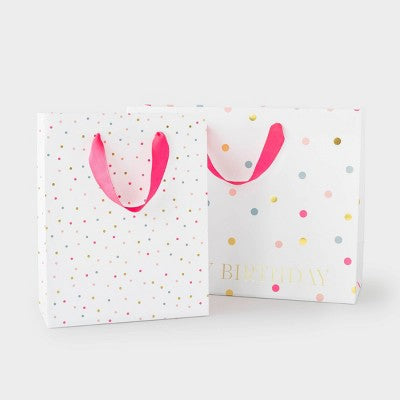 2ct Polka Dot Birthday Gift Bag Set - Sugar Paper + Target