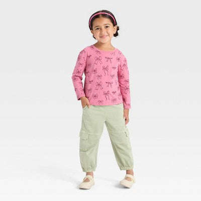 Toddler Girls' Long Sleeve T-Shirt - Cat & Jack Rose Pink 12M