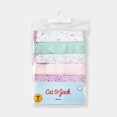Toddler Girls' 7pk Floral Briefs - Cat & Jack White 4T