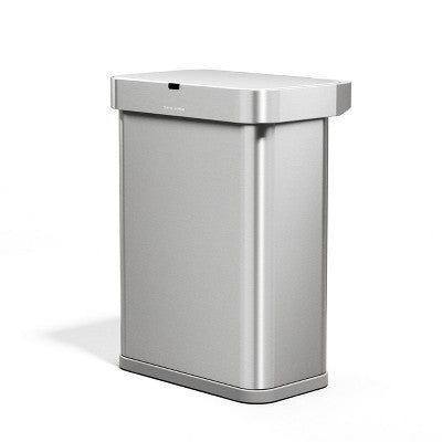 simplehuman 58L Rectangular Liner Rim Voice + Motion Sensor Kitchen Trash Can Stainless Steel: Touchless, Fingerprint-Resistant, Indoor Use (LOCAL PICKUP ONLY)