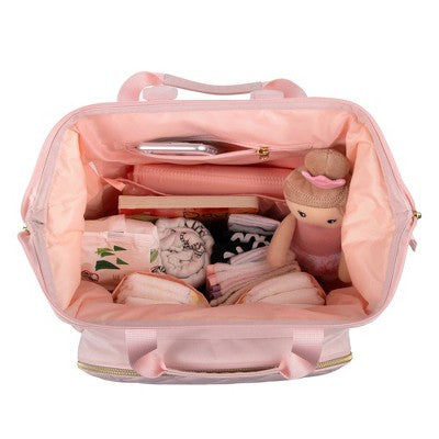 Baby Essentials Diaper Bag - Pink: Stylish Backpack, Polyester Material, Solid Pattern, Spacious Design
