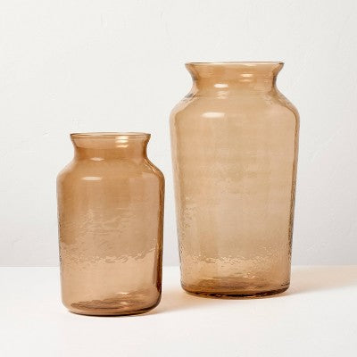 14" Tan Glass Decorative Flower Vase - Hearth & Hand with Magnolia