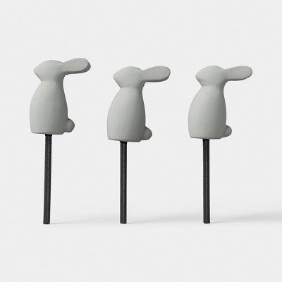 Cement 3pc Rabbit Decorative Garden Stakes Gray - Threshold
