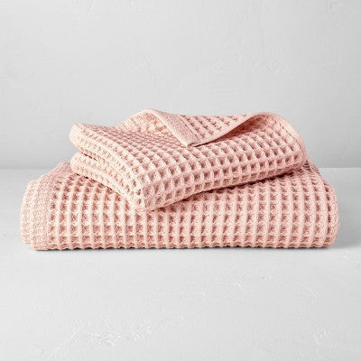 Waffle Hand Towel Pink - Casaluna: Lightweight Cotton, Pre Washed, OEKO-TEX Certified