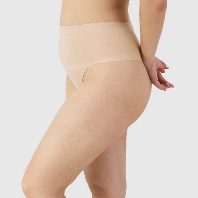 Maidenform Women's Shapewear 2pk Light Shaping Thong SES080 - Black/Beige S: Medium Control, Tummy & Hip Slimming