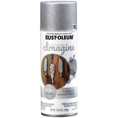 Rust-Oleum Spray Paint Glitter Silver: Interior Use, Water-Based, 20 sq ft Coverage, Quick Dry